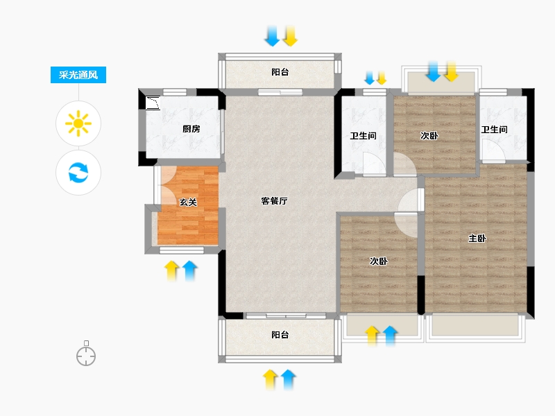 贵州省-贵阳市-永实御湖尚城-104.00-户型库-采光通风