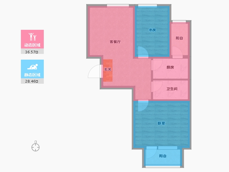 河北省-唐山市-水榭花城-56.95-户型库-动静分区