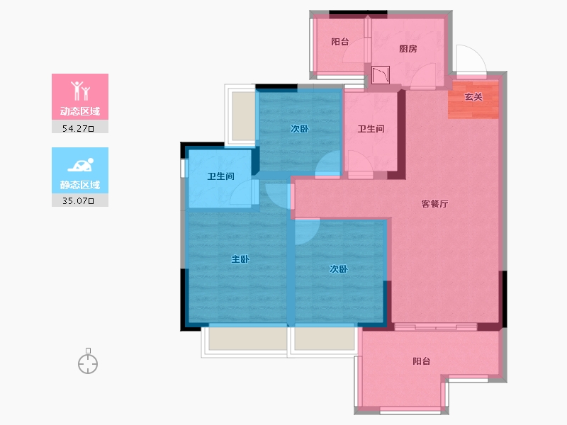 四川省-成都市-蓝光观岭·雍锦半岛-78.56-户型库-动静分区