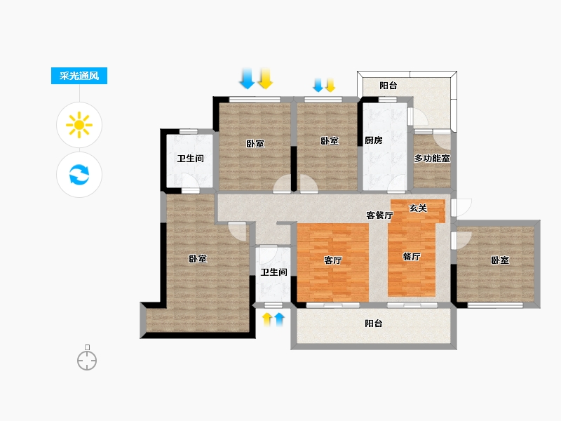 四川省-成都市-隆腾凌云府-131.51-户型库-采光通风