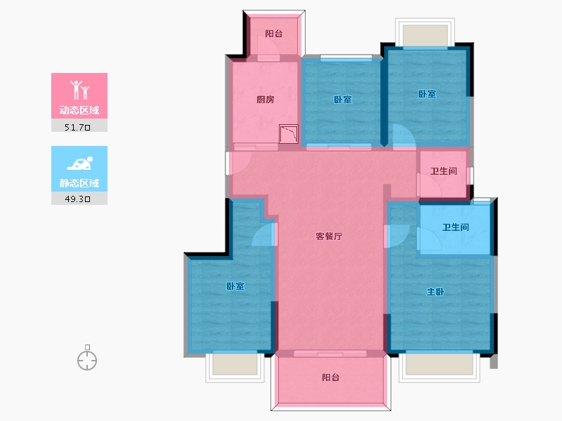 四川省-成都市-桂湖正荣府-88.82-户型库-动静分区