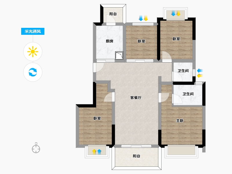 四川省-成都市-桂湖正荣府-88.82-户型库-采光通风