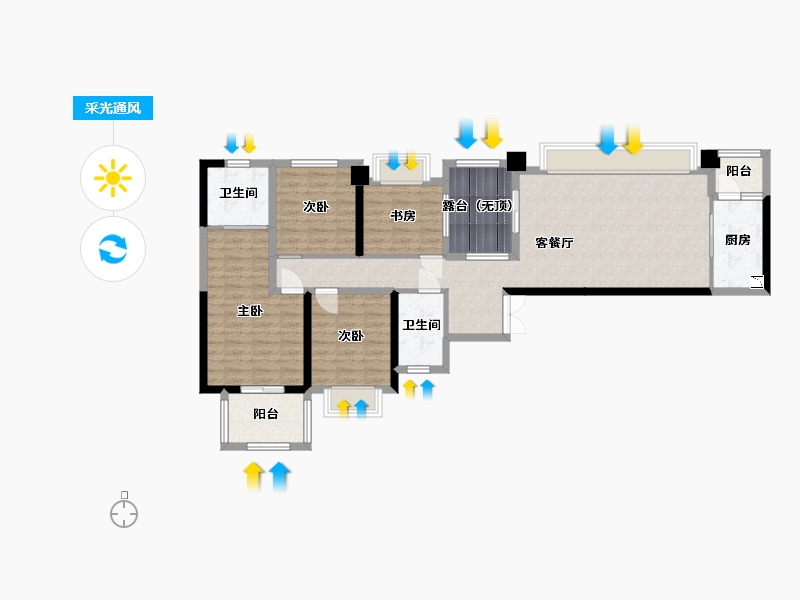 贵州省-贵阳市-旭辉观云-106.08-户型库-采光通风