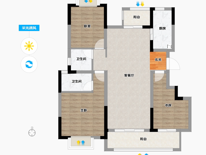 四川省-成都市-新城瑞升悦隽西江-91.79-户型库-采光通风