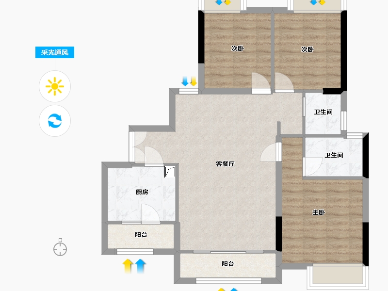 贵州省-贵阳市-乐湾国际城-81.79-户型库-采光通风