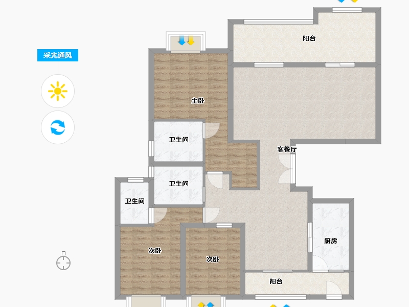 贵州省-贵阳市-乐湾国际城-131.25-户型库-采光通风