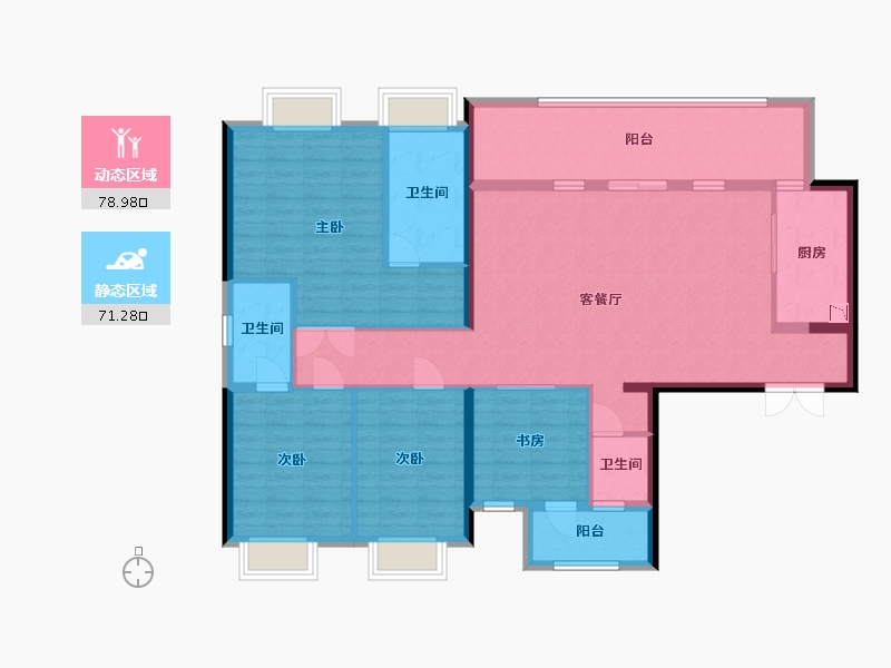 四川省-宜宾市-华侨城三江口CBD-135.79-户型库-动静分区