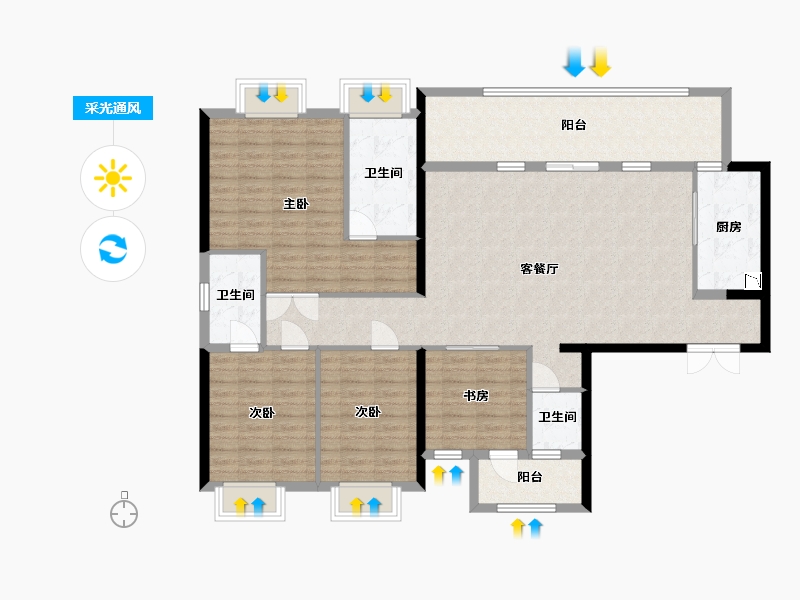 四川省-宜宾市-华侨城三江口CBD-135.79-户型库-采光通风