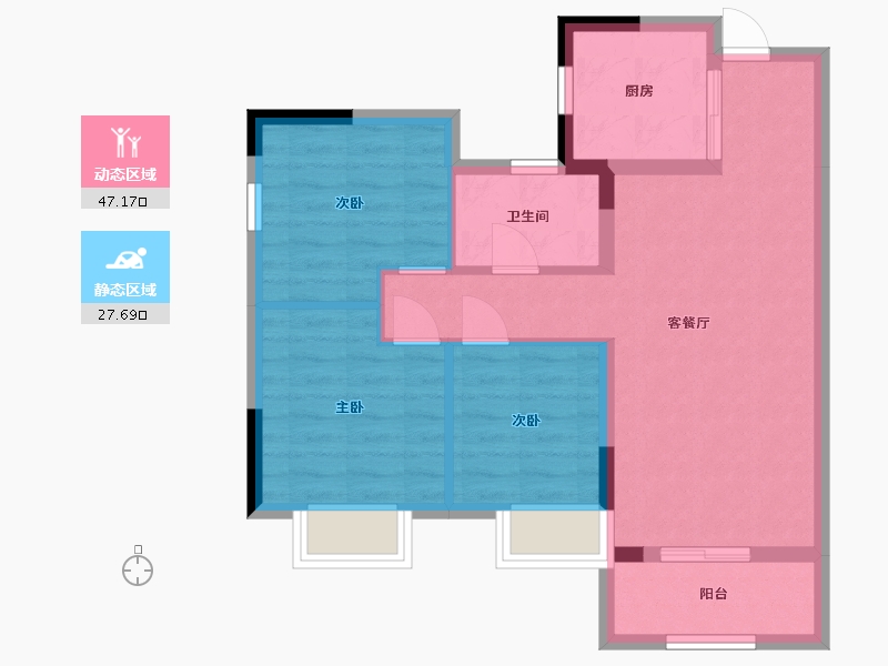 贵州省-贵阳市-永实御湖尚城-66.63-户型库-动静分区