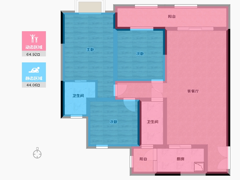 四川省-宜宾市-恒润安宁府-95.85-户型库-动静分区