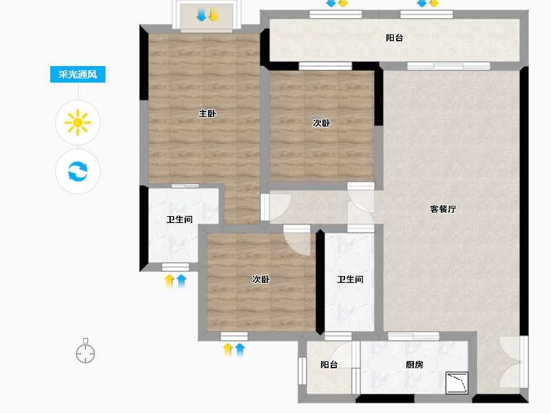 四川省-宜宾市-恒润安宁府-95.85-户型库-采光通风