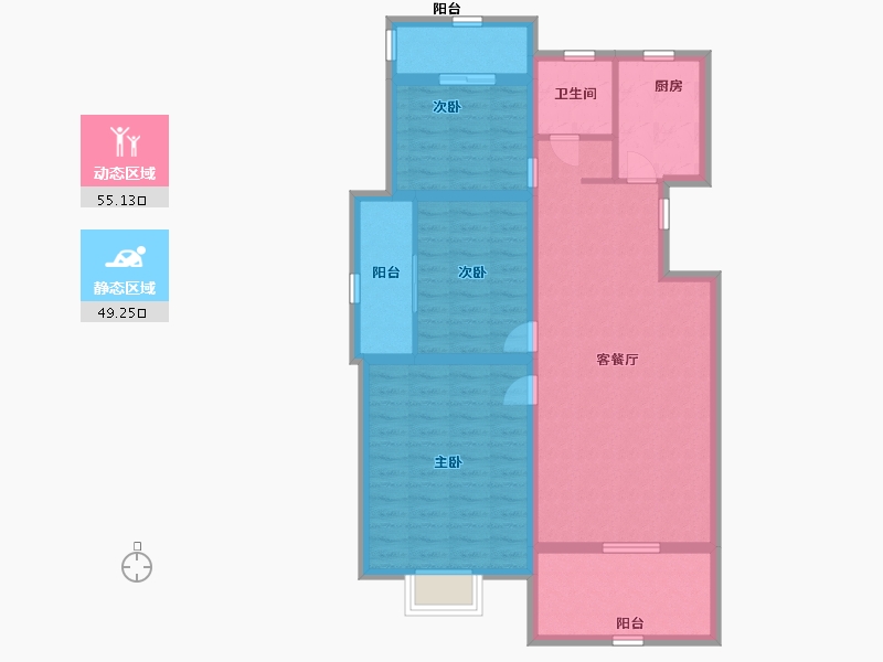 安徽省-合肥市-文一・锦门学院里-93.00-户型库-动静分区