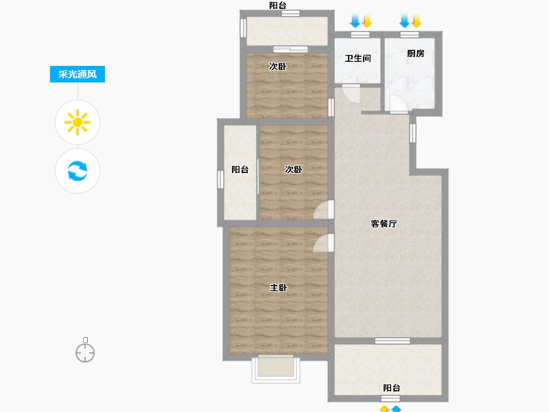 安徽省-合肥市-文一・锦门学院里-93.00-户型库-采光通风