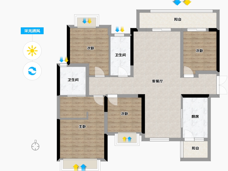 贵州省-贵阳市-融创玖境臺-112.00-户型库-采光通风