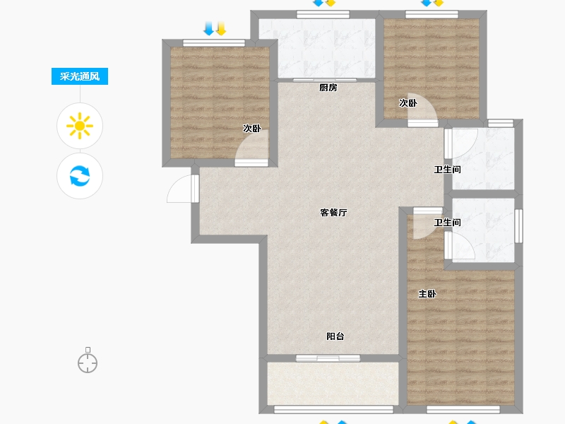 河北省-石家庄市-润江壹號-102.95-户型库-采光通风