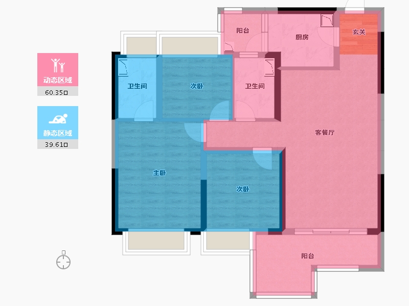 四川省-成都市-蓝光观岭·雍锦半岛-87.79-户型库-动静分区