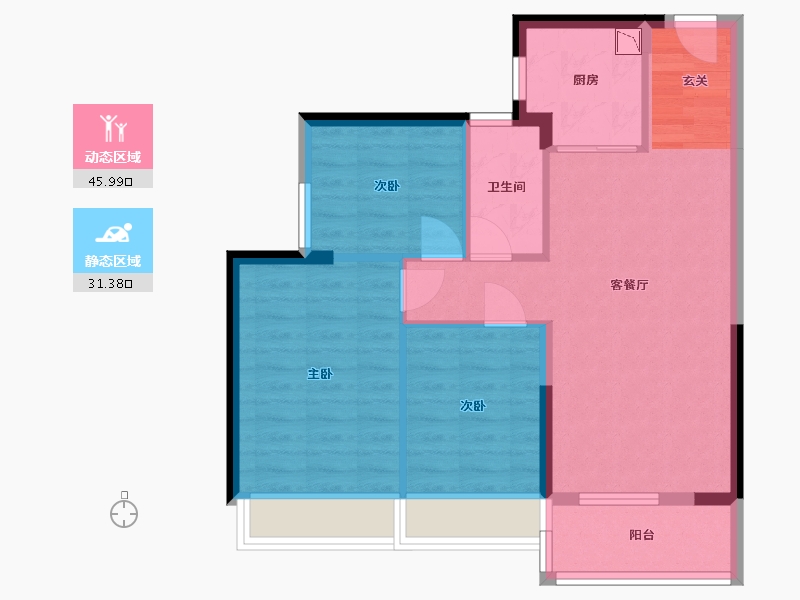 贵州省-贵阳市-碧桂园西南上城-69.24-户型库-动静分区