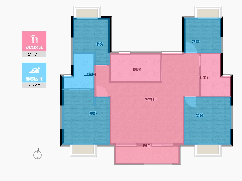 上海-上海市-四季都会-114.80-户型库-动静分区