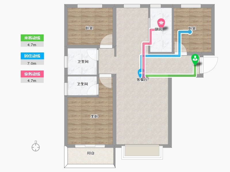 河北省-石家庄市-帝华御锦苑-85.75-户型库-动静线