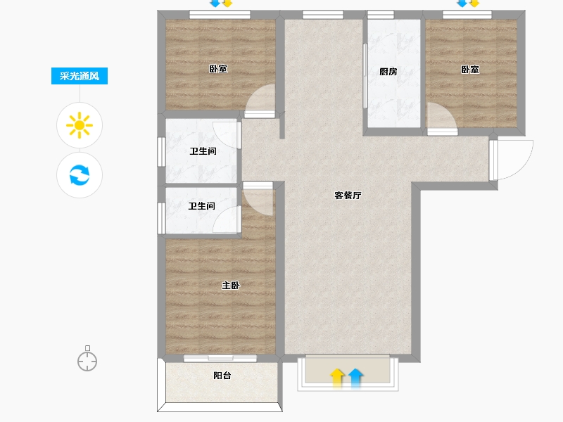 河北省-石家庄市-帝华御锦苑-85.75-户型库-采光通风