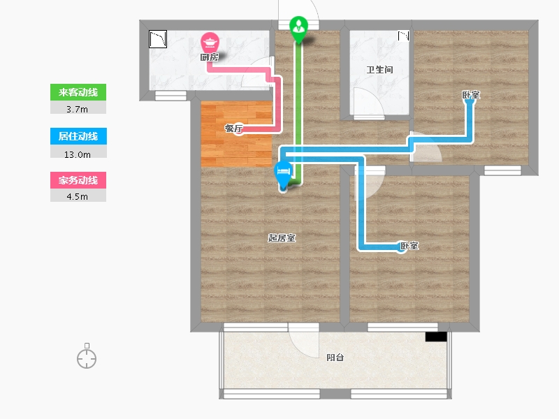 河北省-石家庄市-唐宫原著名邸-63.70-户型库-动静线