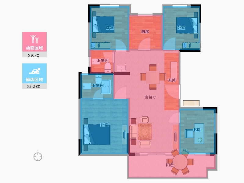 四川省-成都市-禹洲嘉誉山河-102.00-户型库-动静分区