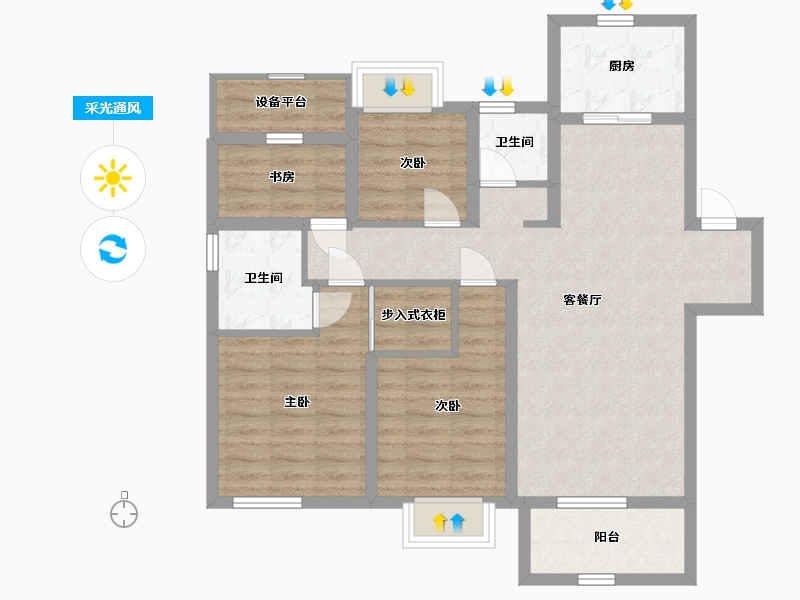 安徽省-亳州市-中南新悦府-90.00-户型库-采光通风