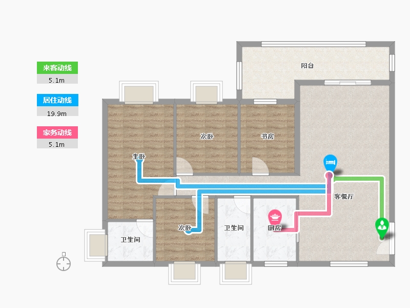 贵州省-遵义市-学堂郡四季花园-111.28-户型库-动静线