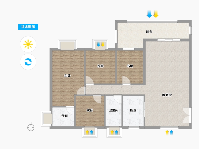 贵州省-遵义市-学堂郡四季花园-111.28-户型库-采光通风