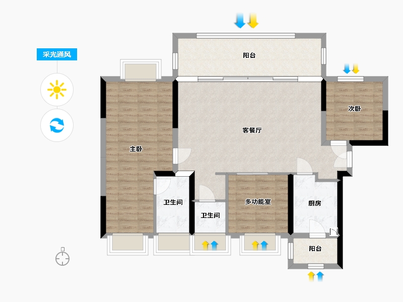 四川省-宜宾市-华侨城三江口CBD-102.37-户型库-采光通风