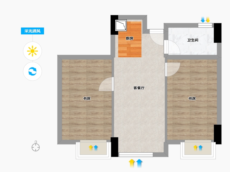 四川省-成都市-中铁城温江湖遇-50.03-户型库-采光通风