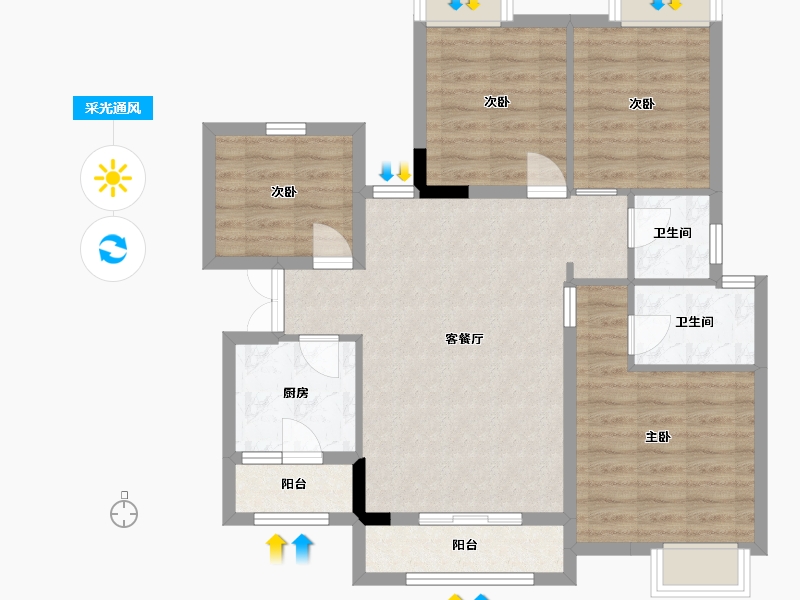 贵州省-贵阳市-乐湾国际城-87.08-户型库-采光通风