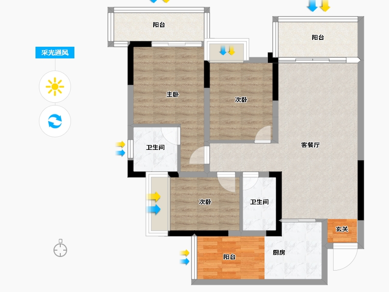 四川省-成都市-绿洲国际金座-91.22-户型库-采光通风