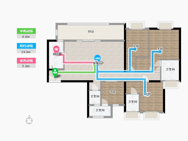 四川省-宜宾市-华侨城三江口CBD-135.97-户型库-动静线