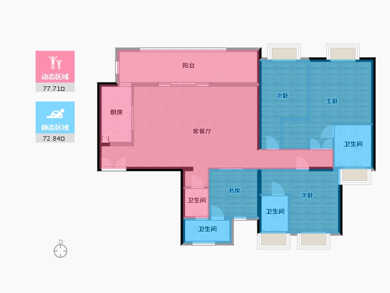 四川省-宜宾市-华侨城三江口CBD-135.97-户型库-动静分区