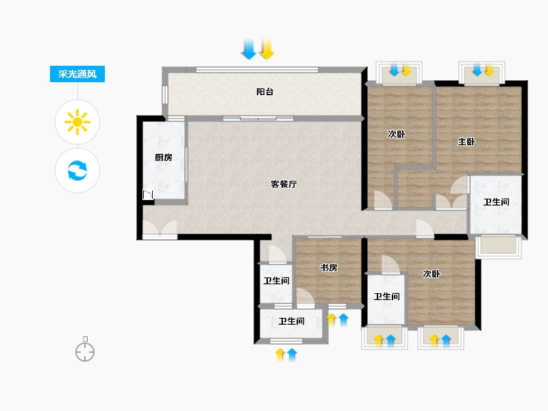 四川省-宜宾市-华侨城三江口CBD-135.97-户型库-采光通风