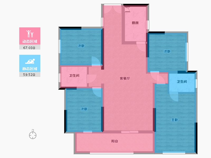 四川省-宜宾市-恒润安宁府-112.31-户型库-动静分区