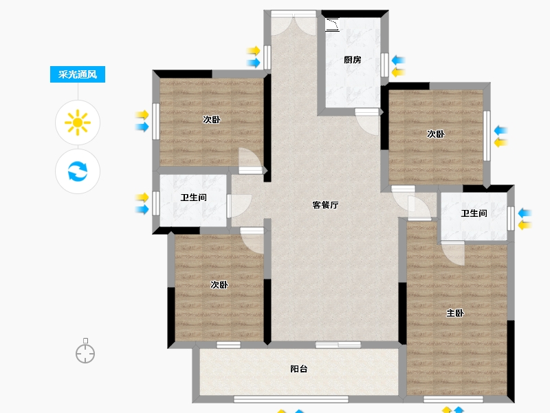 四川省-宜宾市-恒润安宁府-112.31-户型库-采光通风