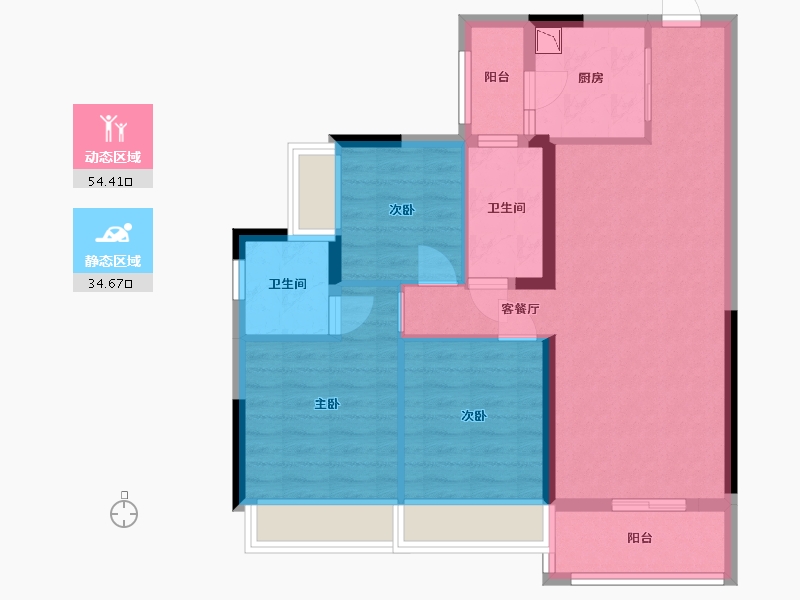 贵州省-贵阳市-碧桂园西南上城-79.00-户型库-动静分区