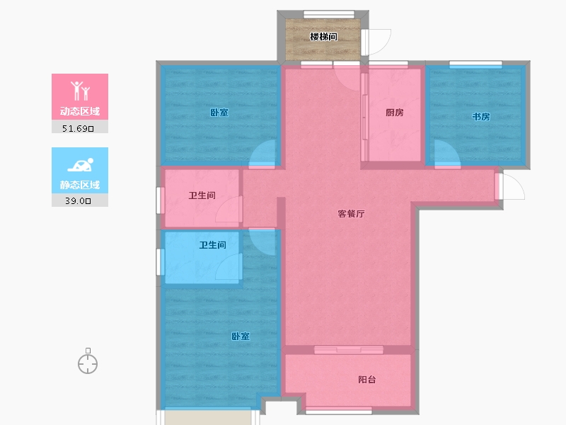 河北省-石家庄市-帝华鸿府-83.60-户型库-动静分区