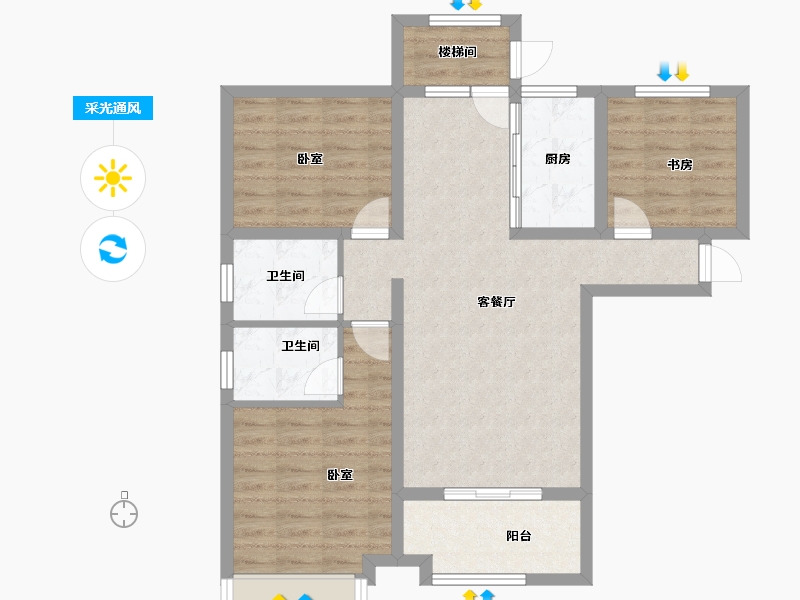 河北省-石家庄市-帝华鸿府-83.60-户型库-采光通风