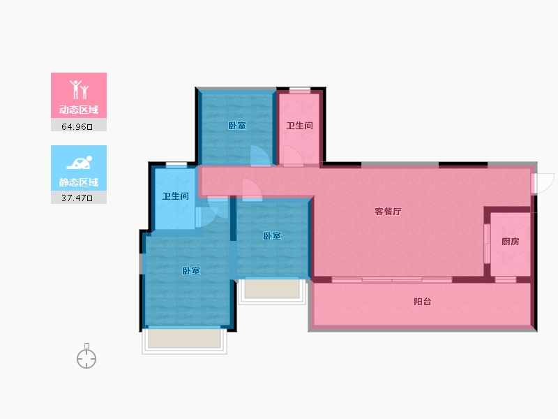 四川省-成都市-金誉兰庭-90.99-户型库-动静分区