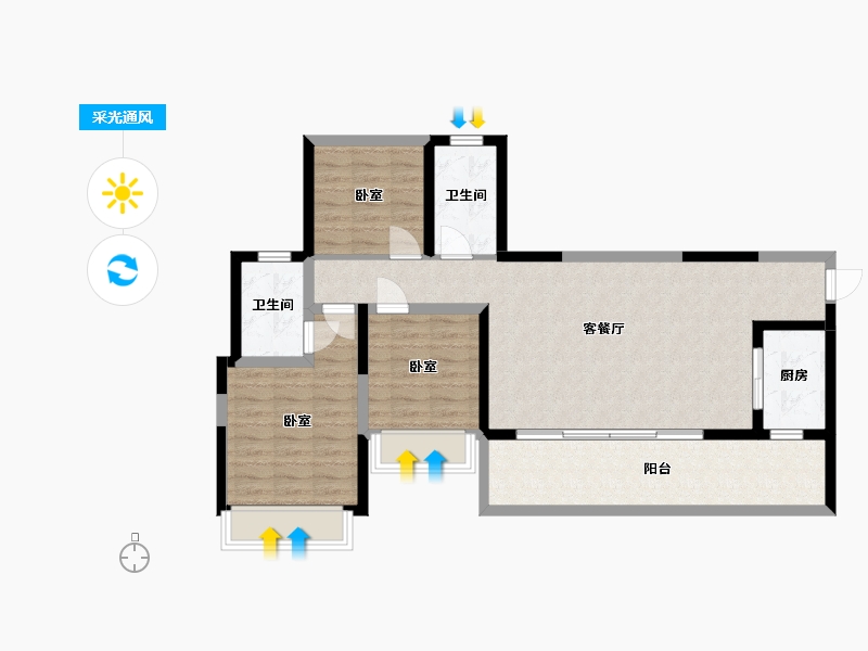 四川省-成都市-金誉兰庭-90.99-户型库-采光通风