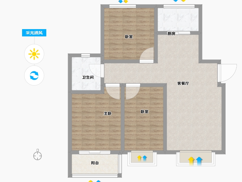 河北省-石家庄市-帝华御锦苑-92.31-户型库-采光通风