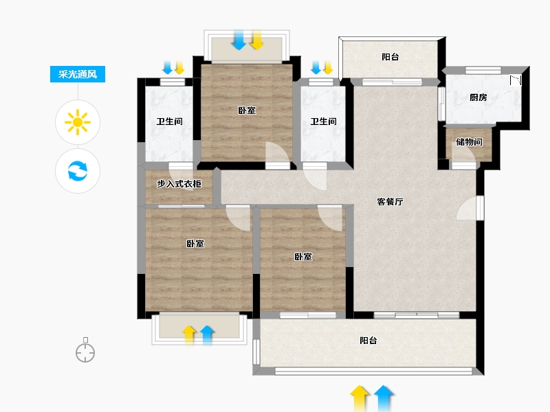 四川省-成都市-金誉兰庭-93.15-户型库-采光通风