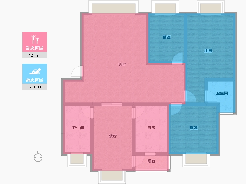 贵州省-遵义市-方圆学府壹号-109.90-户型库-动静分区