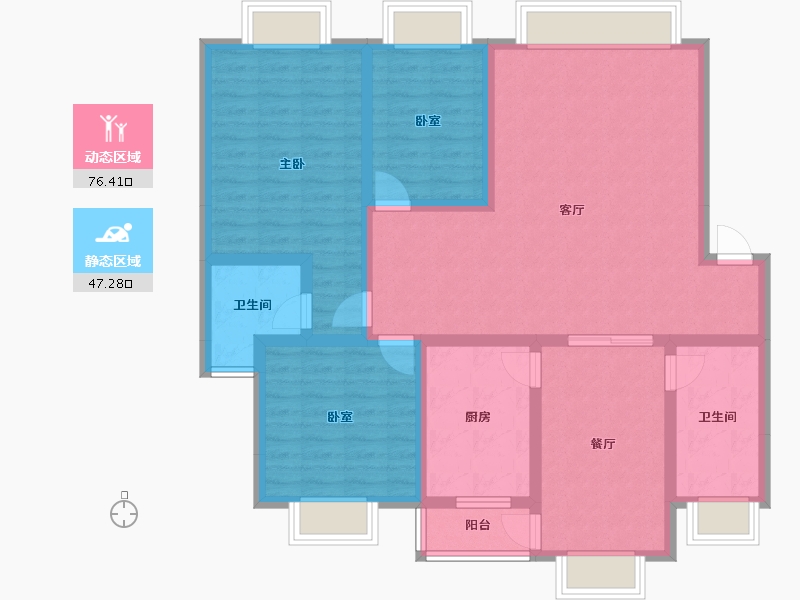 贵州省-遵义市-方圆学府壹号-110.05-户型库-动静分区