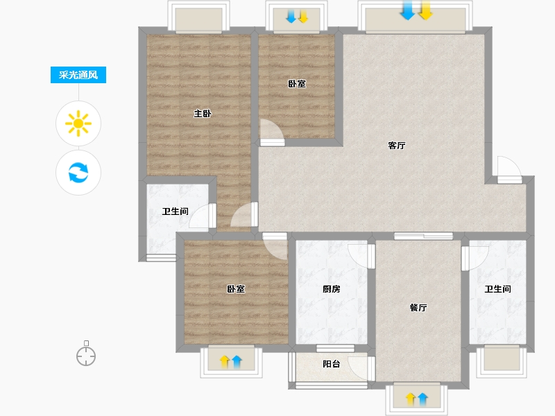 贵州省-遵义市-方圆学府壹号-110.05-户型库-采光通风