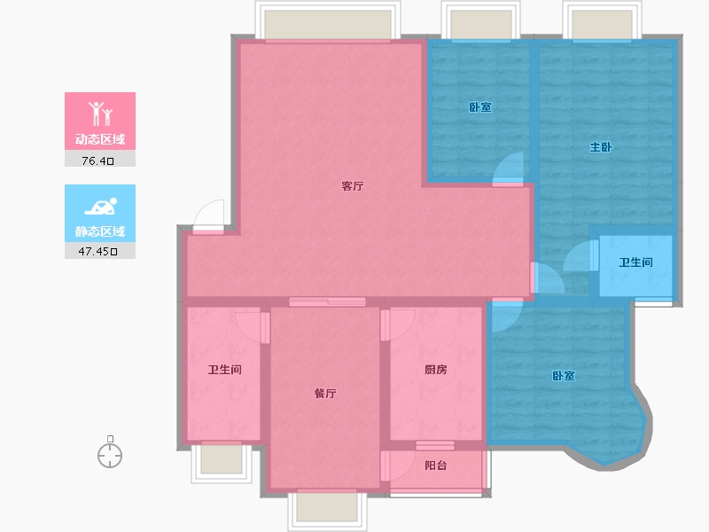 贵州省-遵义市-方圆学府壹号-110.55-户型库-动静分区