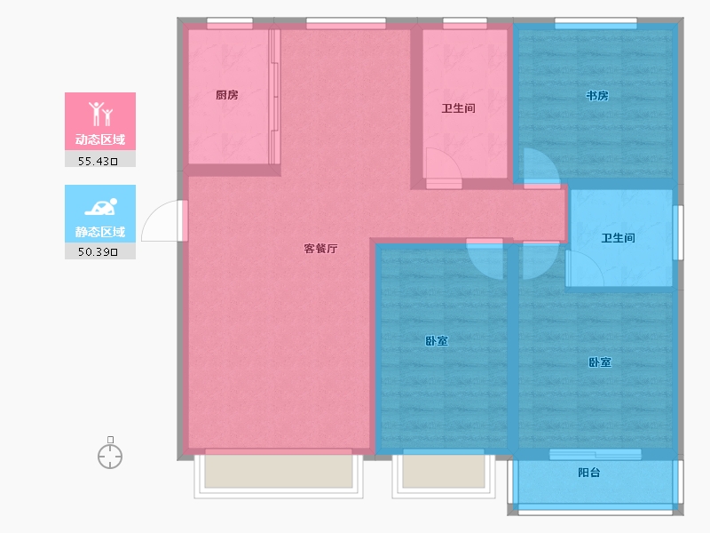 河北省-石家庄市-帝华鸿府-94.49-户型库-动静分区